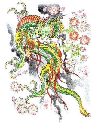 Colored Dragon Image Tattoos